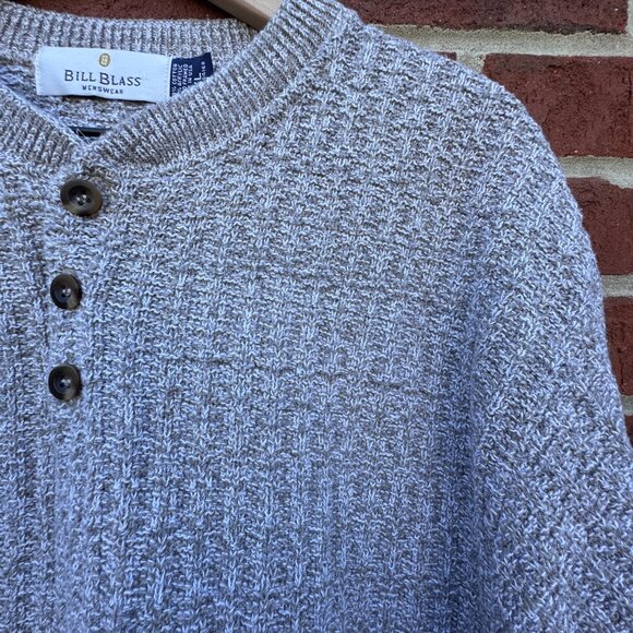 VTG Bill Blass Knit Henley Sweater Mens XL Hand Framed Grandpa Fisherman Core - Picture 2 of 10